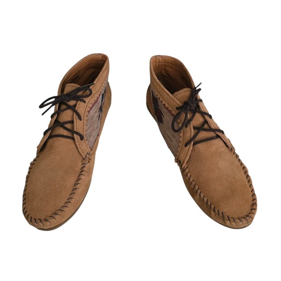 Minnetonka El Paso Womens Size 10 Ankle Bootie Moccasin Light Brown Suede 571 - Picture 3 of 10